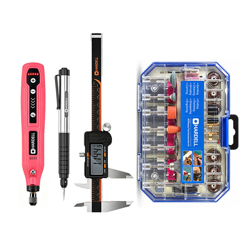 HARDELL Pink Rotary Tool Set with Caliper,Engraver & 287pc Accessory Kit