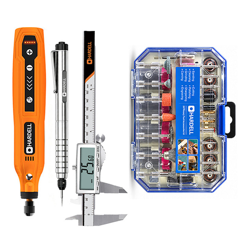 HARDELL Orange 4V Rotary Tool Set with Caliper, Engraver & 287pc Kit