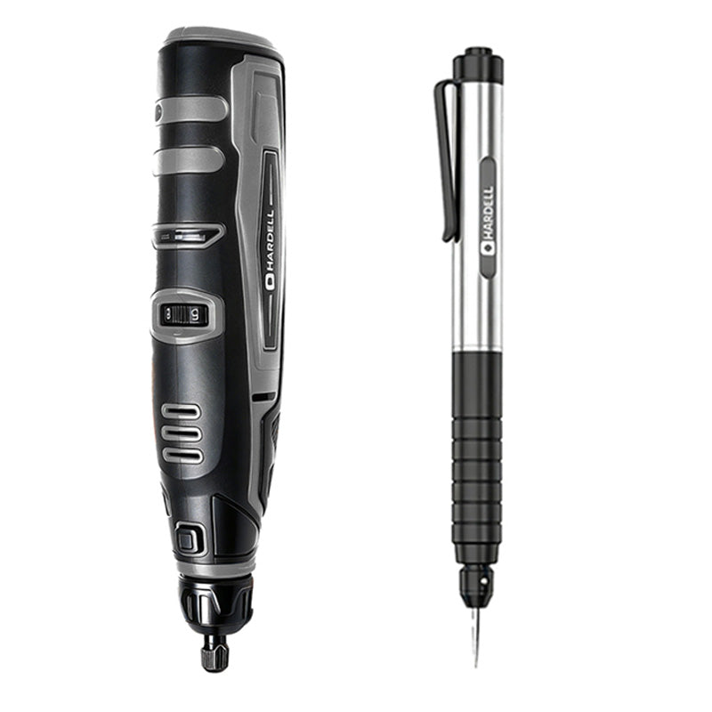 HARDELL 12V Black Gray Rotary Set with Caliper, Engraver & 287pc Kit