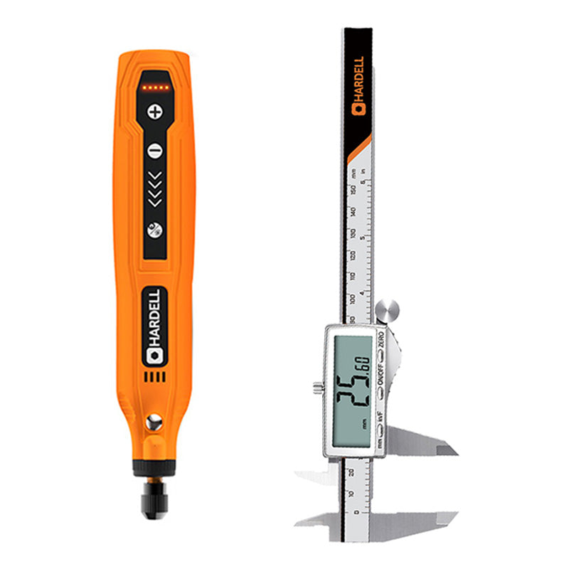 HARDELL Orange 4V Rotary Tool Set with Caliper, Engraver & 287pc Kit