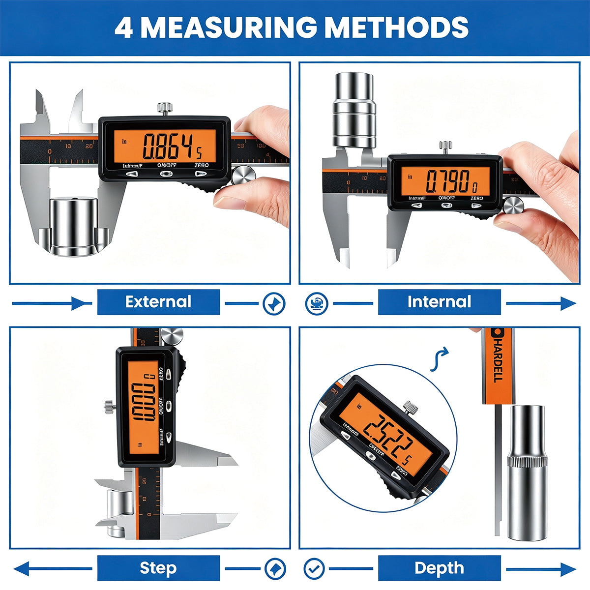 HARDELL Silver Advanced 8in Rechargeable Digital Caliper