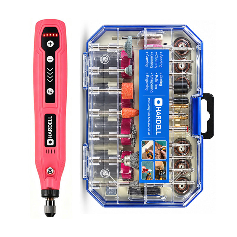HARDELL Pink Rotary Tool Set with Caliper,Engraver & 287pc Accessory Kit
