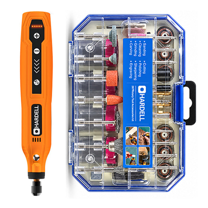 HARDELL Orange 4V Rotary Tool Set with Caliper, Engraver & 287pc Kit