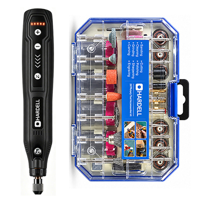 HARDELL 4V Black Rotary Tool Set with Caliper, Engraver & 287pc Kit