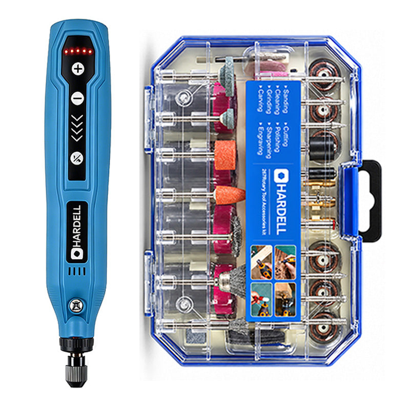 HARDELL Blue 4V Cordless Rotary Tool Set with Caliper, Engraver & 287pc Kit
