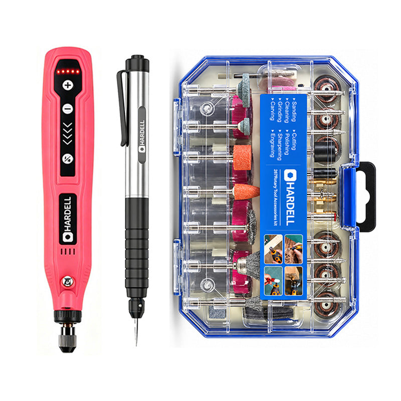 HARDELL Pink Rotary Tool Set with Caliper,Engraver & 287pc Accessory Kit