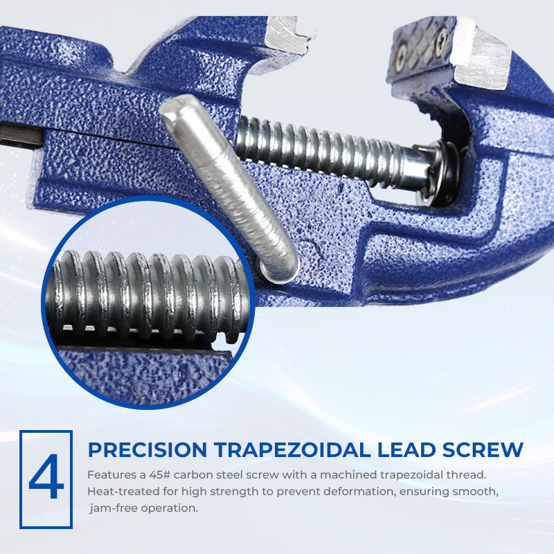Heavy-Duty Blue Bench Vise with 360° Swivel Base & Hardened Jaws