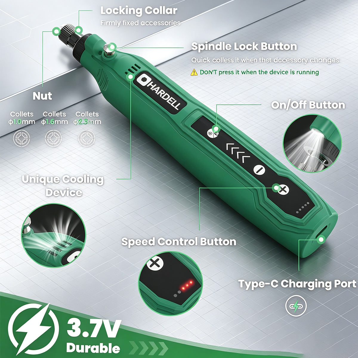 HARDELL Green Essential 69pcs Cordless Rotary Kit