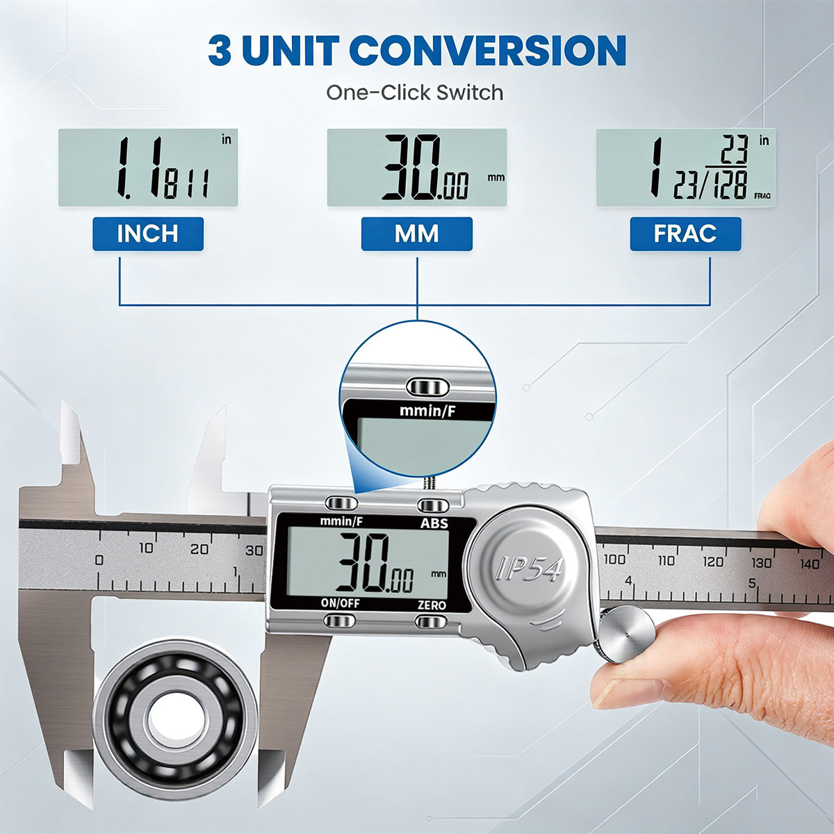 HARDELL 6" IP54 Digital Caliper – ABS Mode, All-Metal, Auto-Off