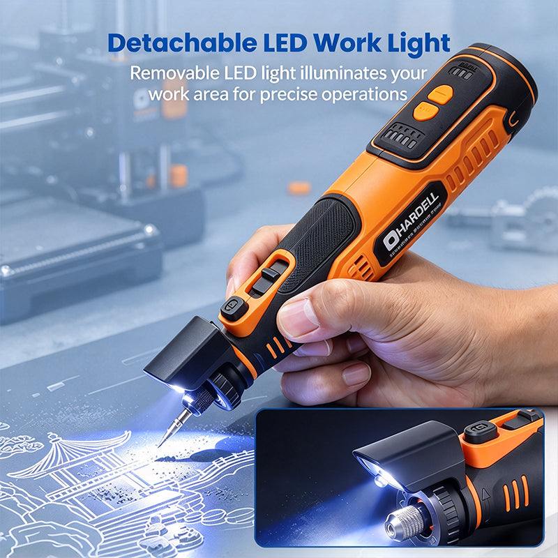 HARDELL 8V Cordless Rotary Tool Kit with LED Display & 140 Accessories