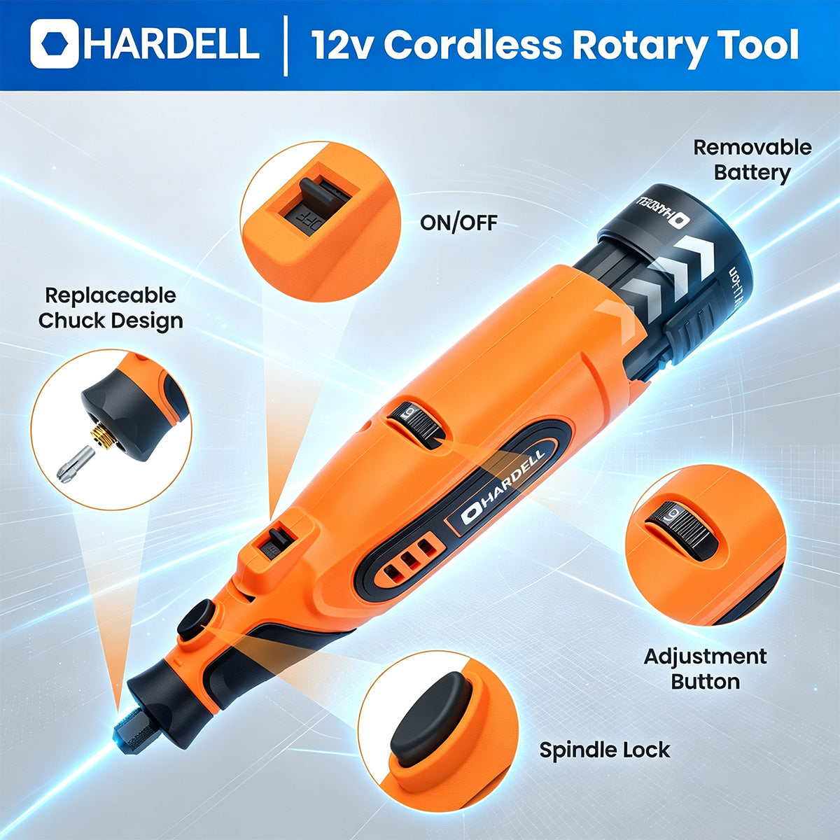 HARDELL Orange Advanced 43pcs Rotary Tool Kit