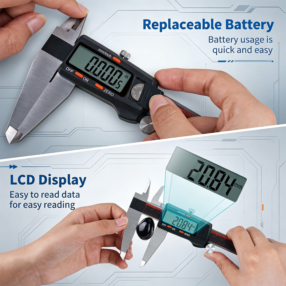 HARDELL 12" Digital Caliper – Large LCD Measuring Tool