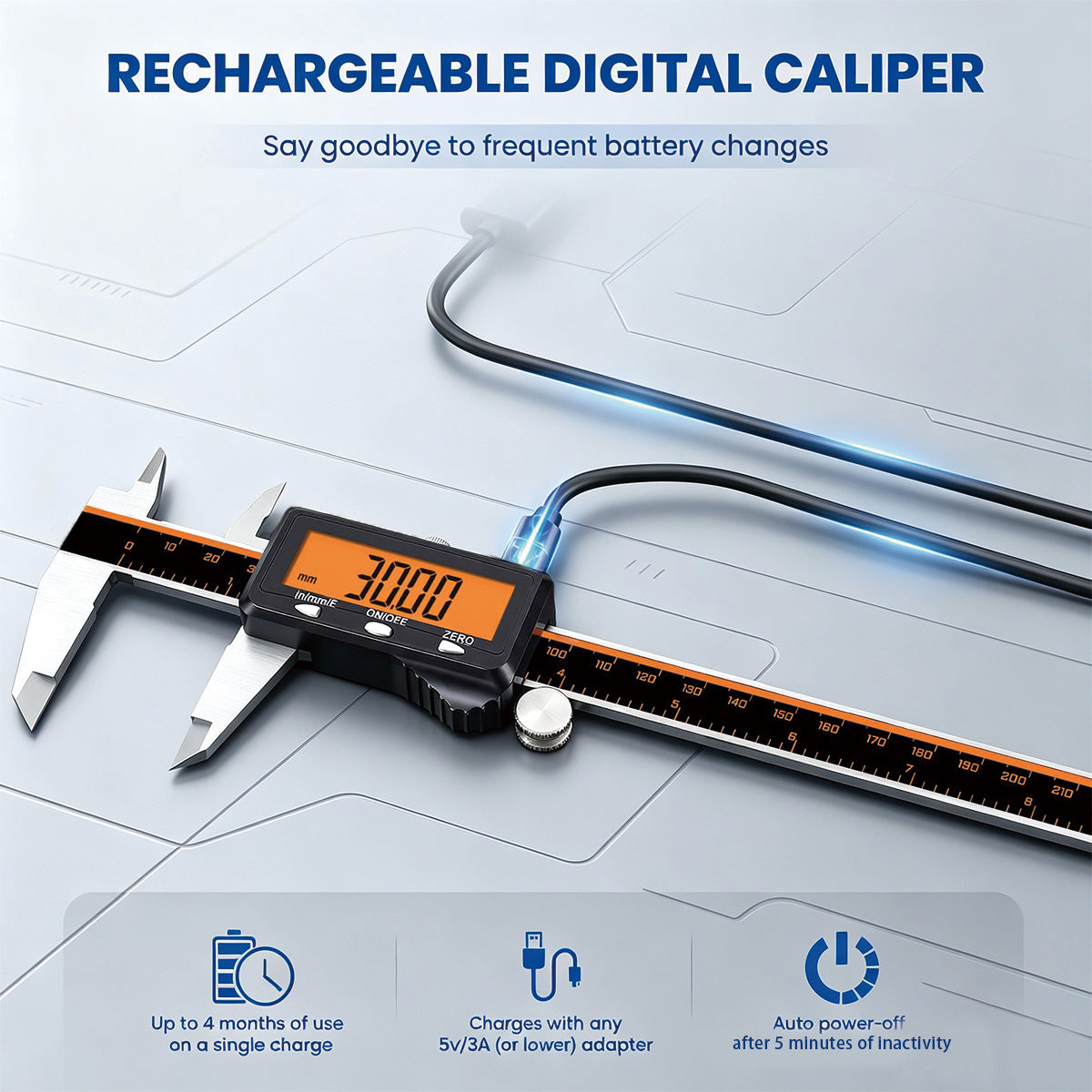 HARDELL Advanced Silver 12in Rechargeable Digital Caliper