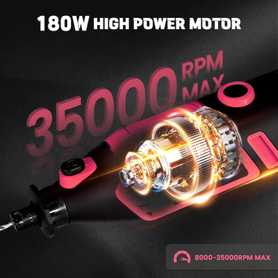 6 Variable Speeds 180w Corded Power Rotary Tool With 61 Accessories - Hardell