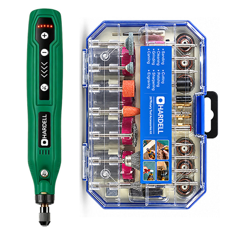 HARDELL Green 4V Cordless Rotary Tool Set with Caliper, Engraver & 287pc Kit