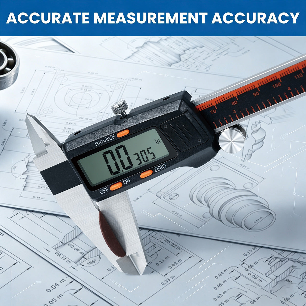 HARDELL 8" Stainless Digital Caliper – Inch/mm/Fractions