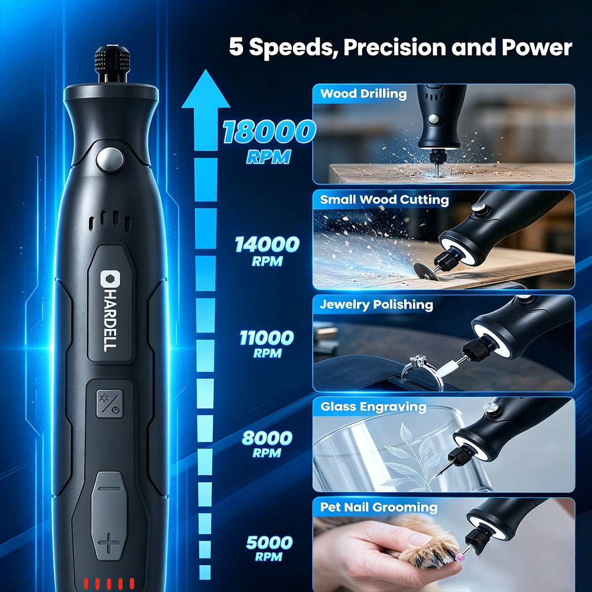HARDELL Essential Black 70pcs Rotary Tool Set