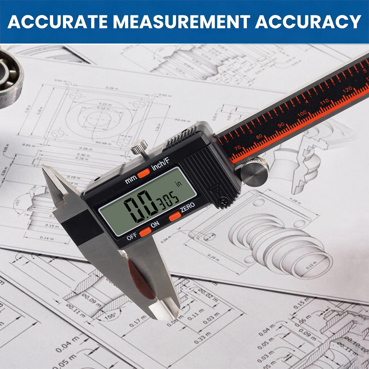 HARDELL 8" Stainless Digital Caliper with LCD & Auto-Off