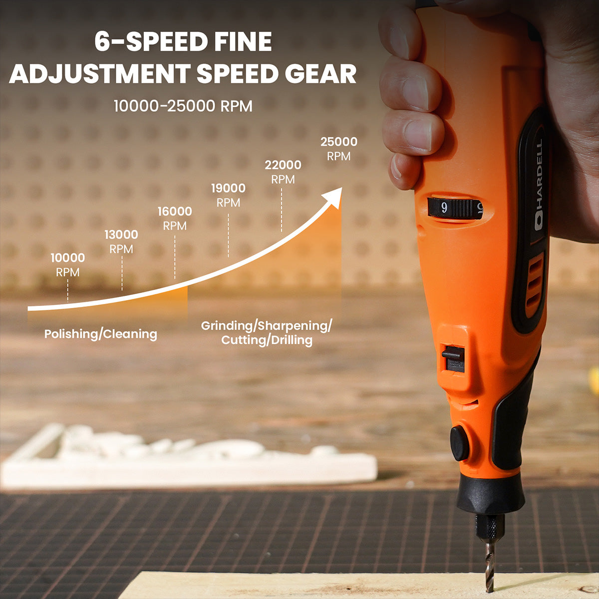 HARDELL Orange Advanced 43pcs Rotary Tool Kit