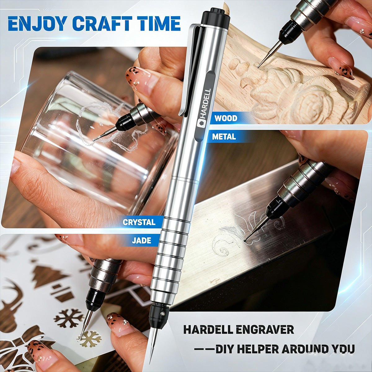HARDELL Silver Essential 37000RPM Cordless Engraving Pen