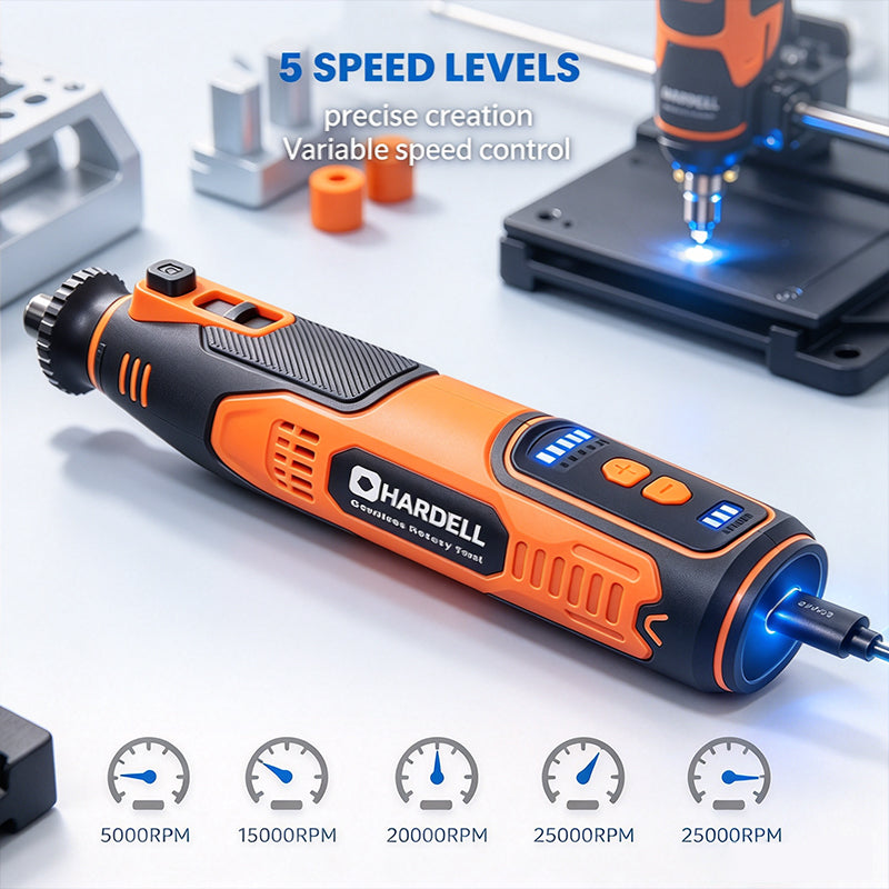 HARDELL 8V Cordless Rotary Tool Kit with LED Display & 140 Accessories