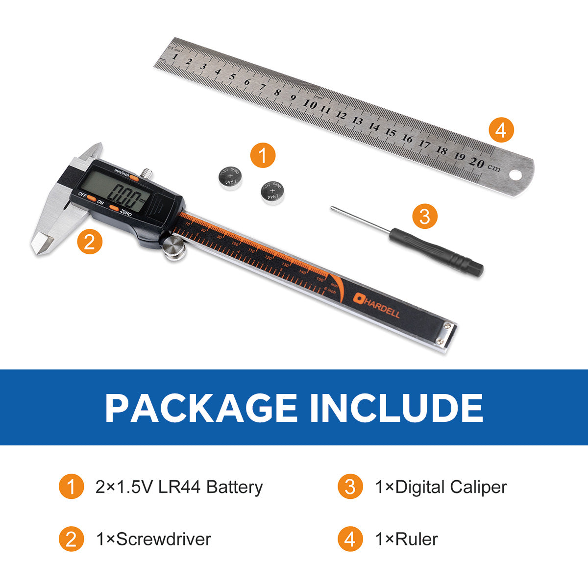 HARDELL 6" Digital Caliper, Large LCD Measuring Tool