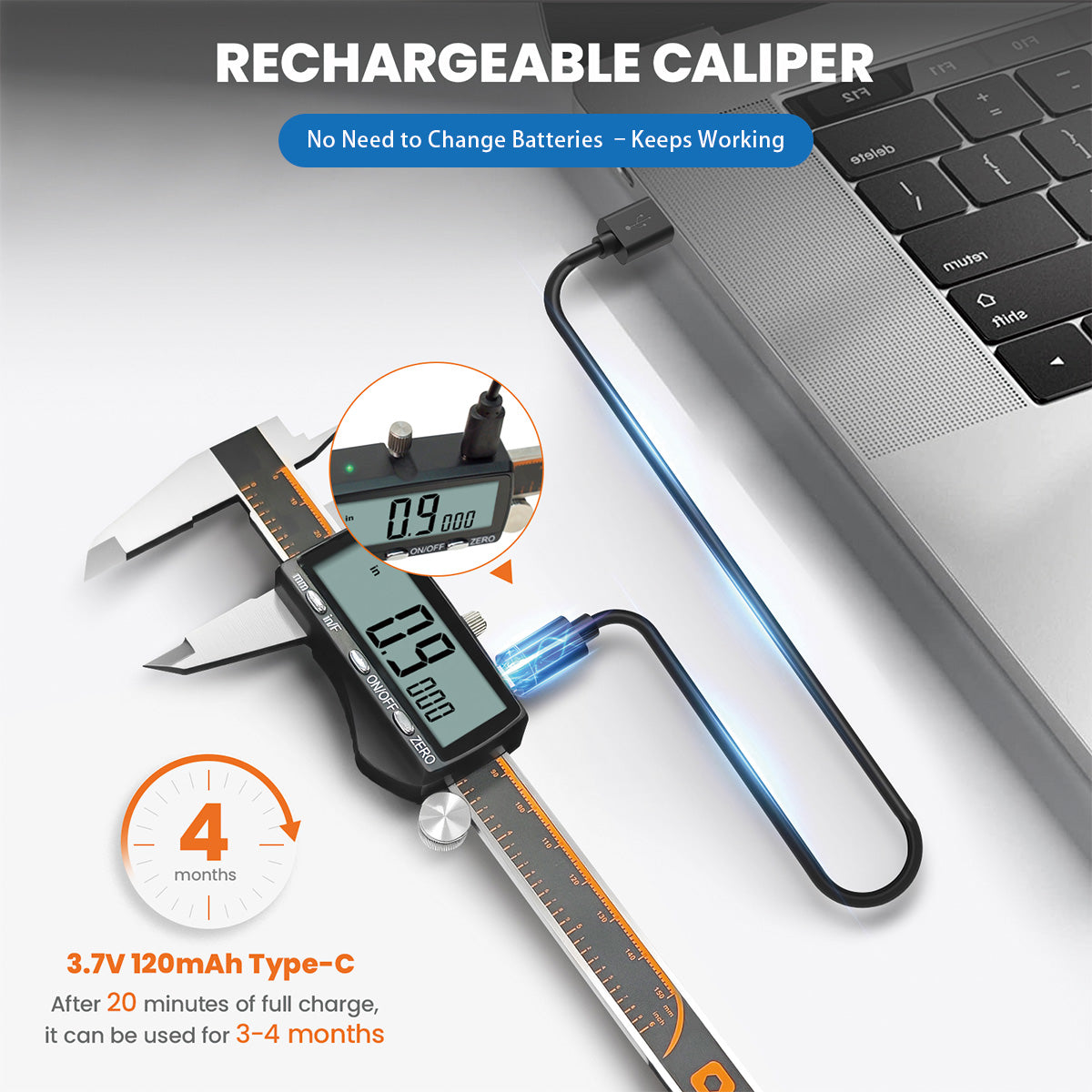 HARDELL 6" Rechargeable Digital Caliper – Large LCD