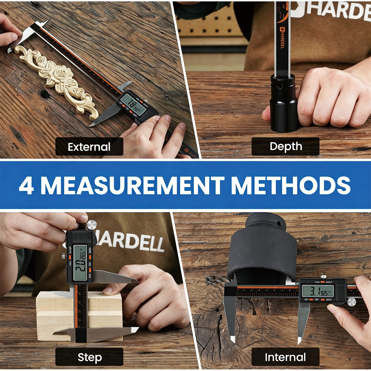 HARDELL 12" Digital Micrometer Caliper, Large LCD