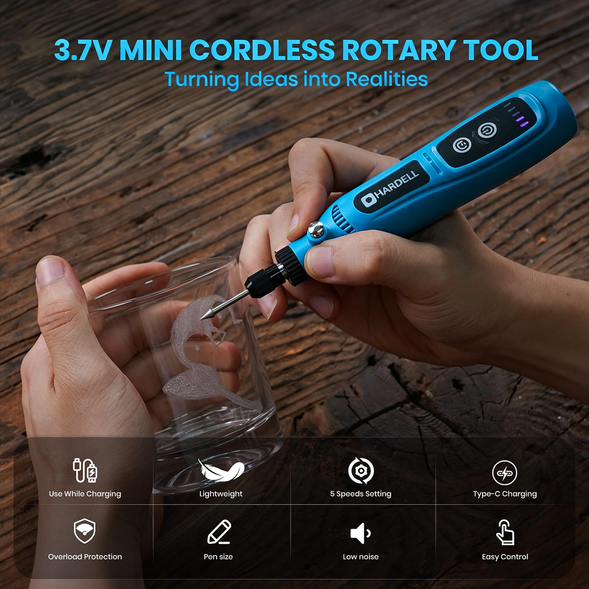 HARDELL Blue Starter 42pcs Cordless Rotary Kit