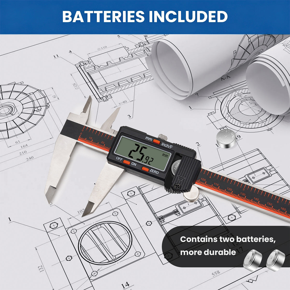 HARDELL 8" Stainless Digital Caliper with LCD & Auto-Off