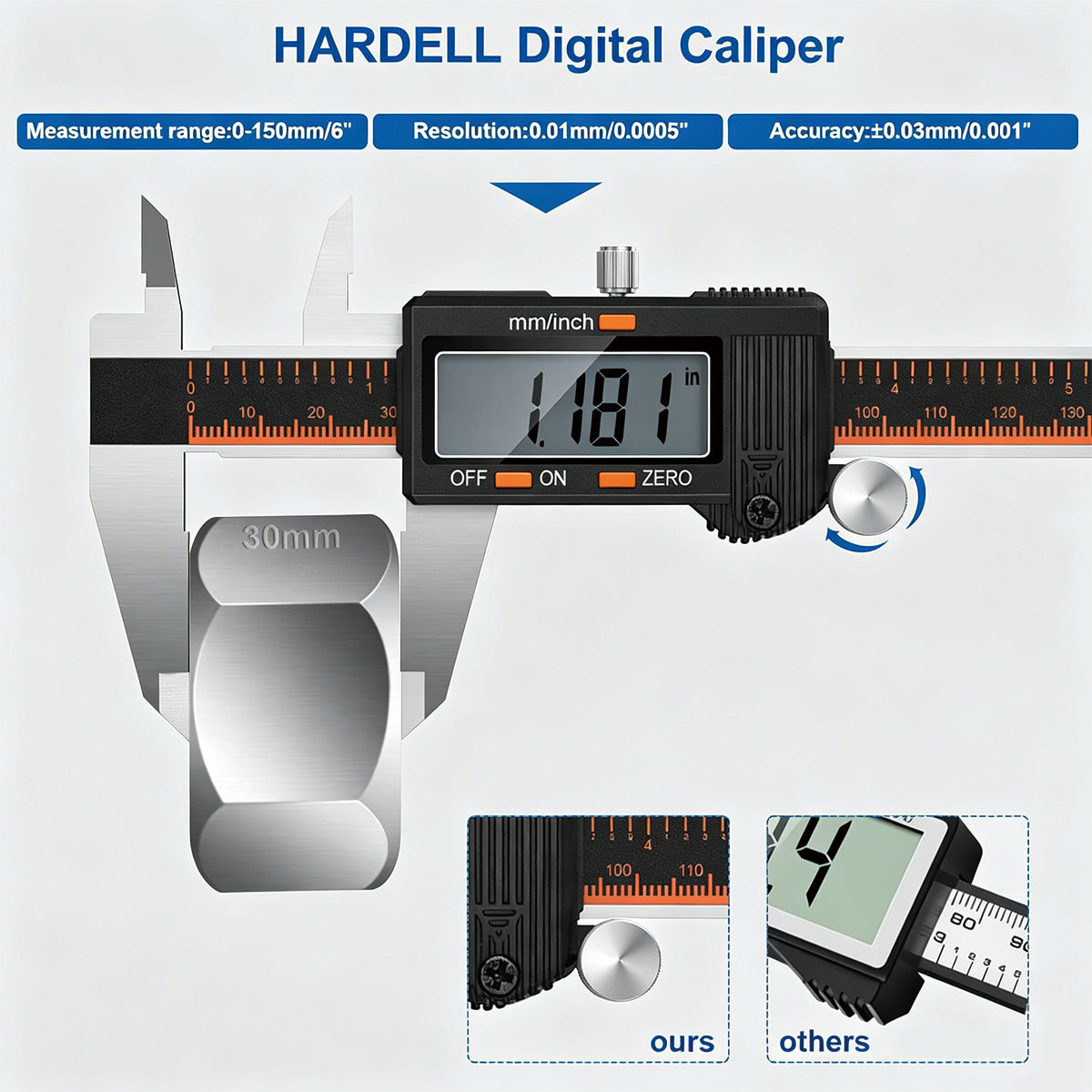 HARDELL Silver Essential 6in Digital Caliper with LCD