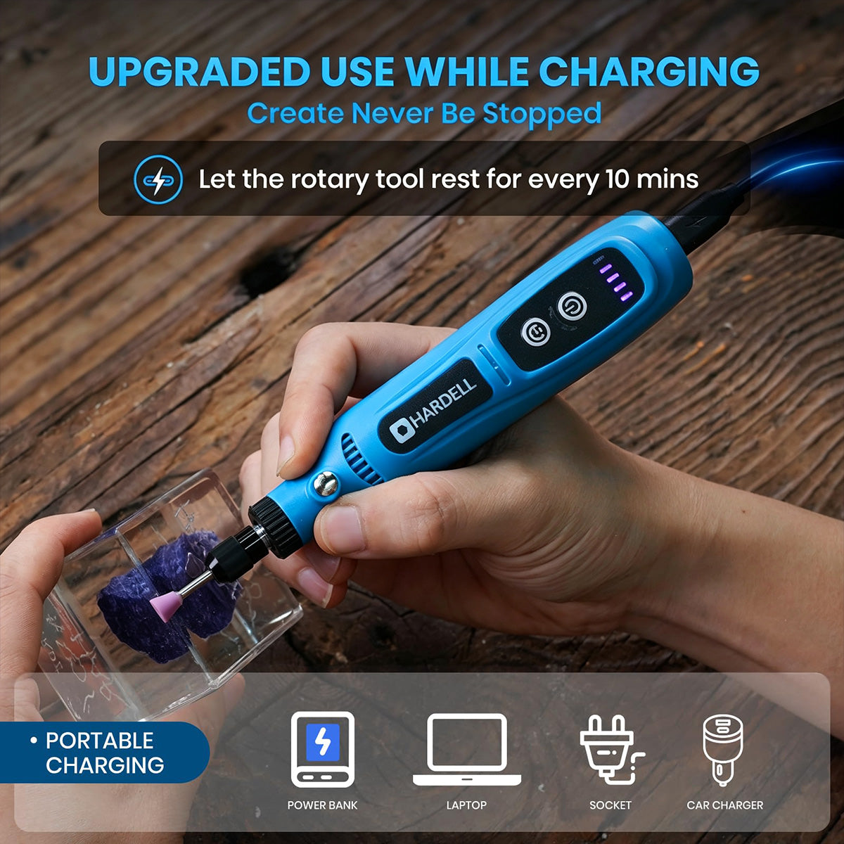 HARDELL Blue Starter 42pcs Cordless Rotary Kit