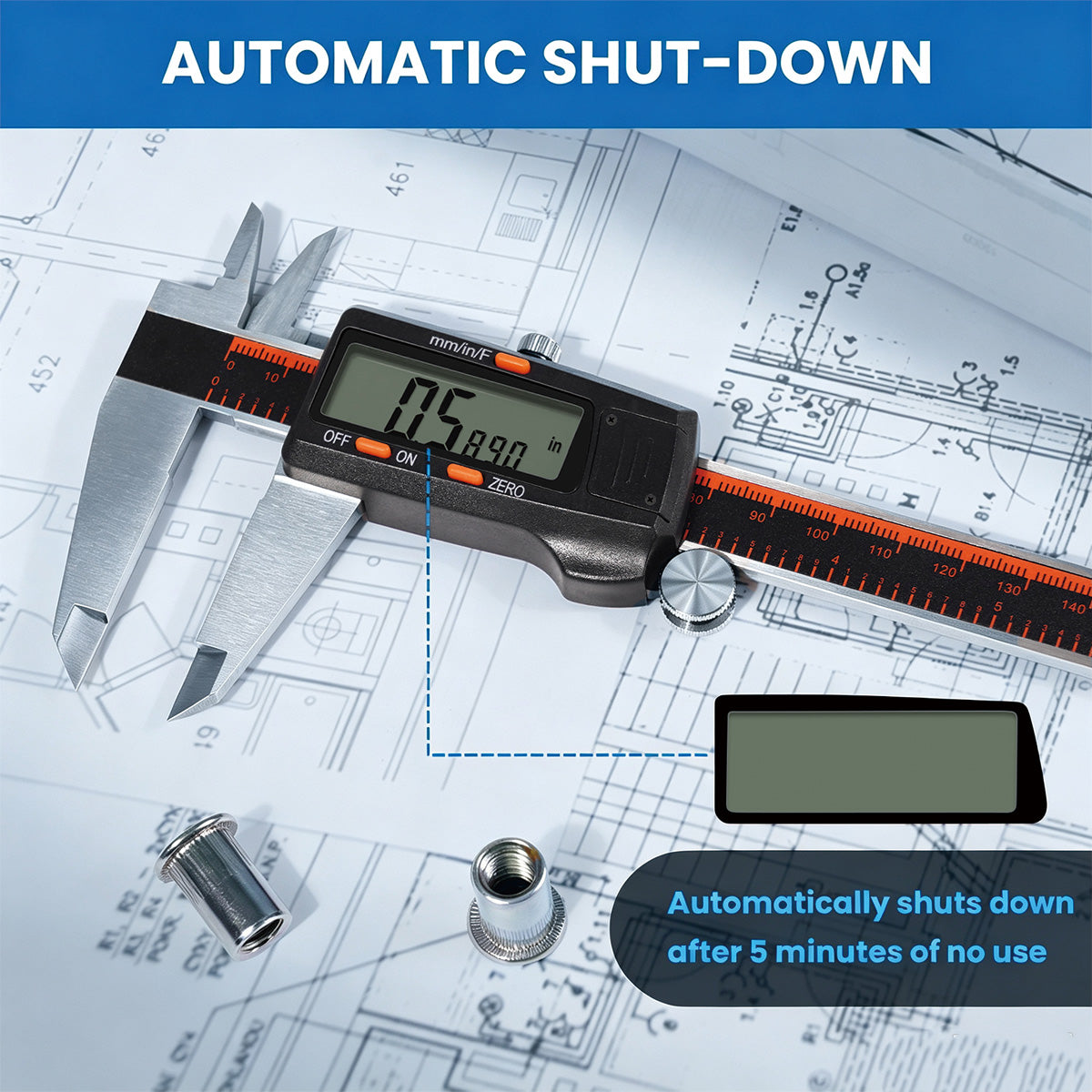HARDELL 8" Stainless Digital Caliper – Inch/mm/Fractions