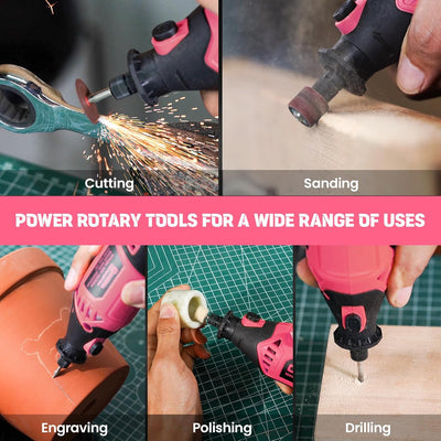 6 Variable Speeds 180w Corded Power Rotary Tool With 61 Accessories - Hardell