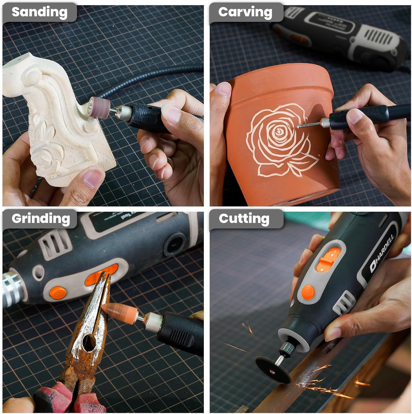 6 Variable Speeds 200w Corded Power Rotary Tool with 153 Accessories - Hardell