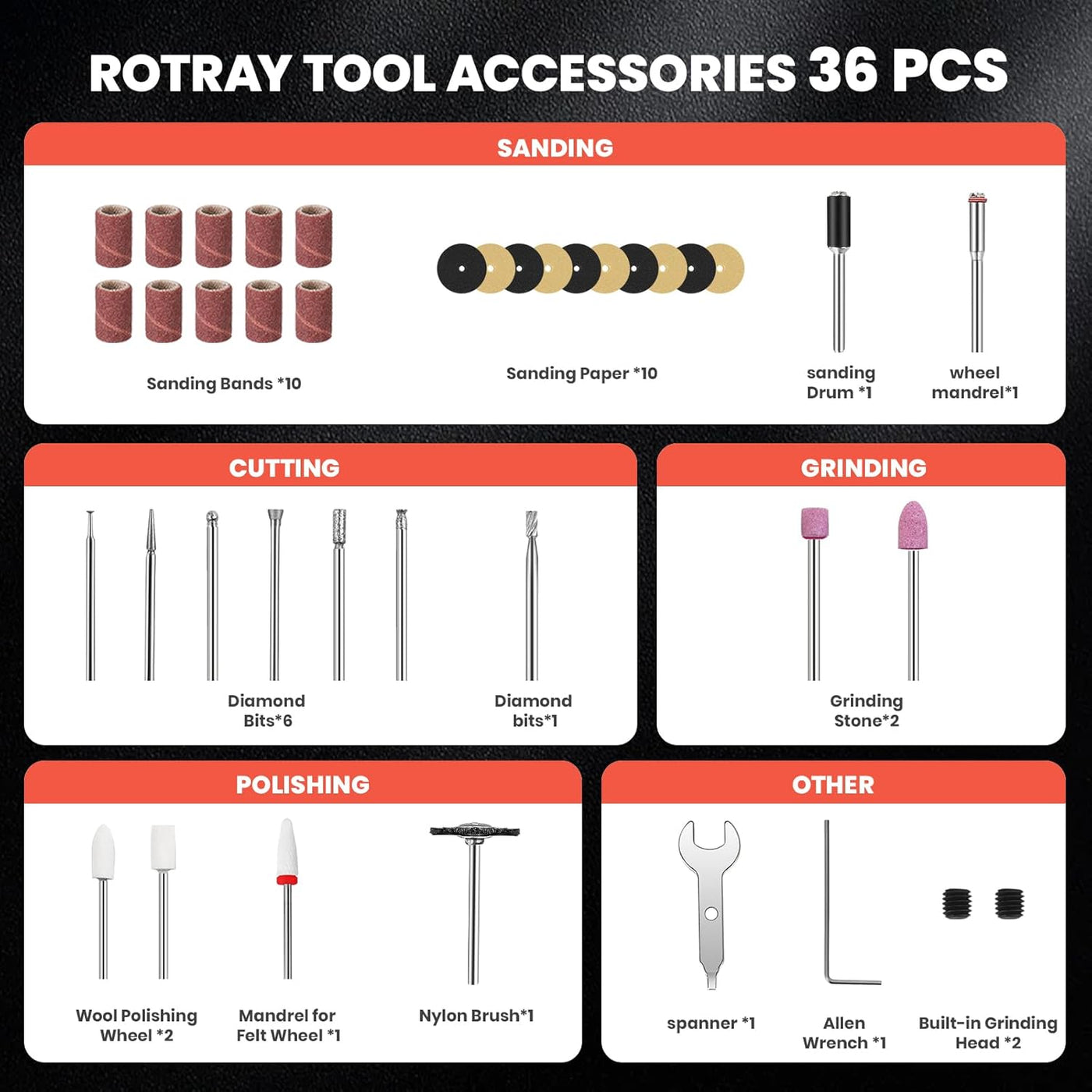 6 Speed Mini Cordless Rotary Tool Kit with 35 Accessories - Hardell
