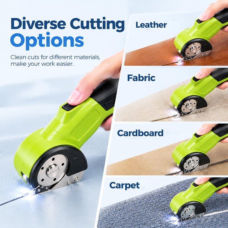 HARDELL Green Cordless Electric Scissors & Multi-Material Rotary Cutter