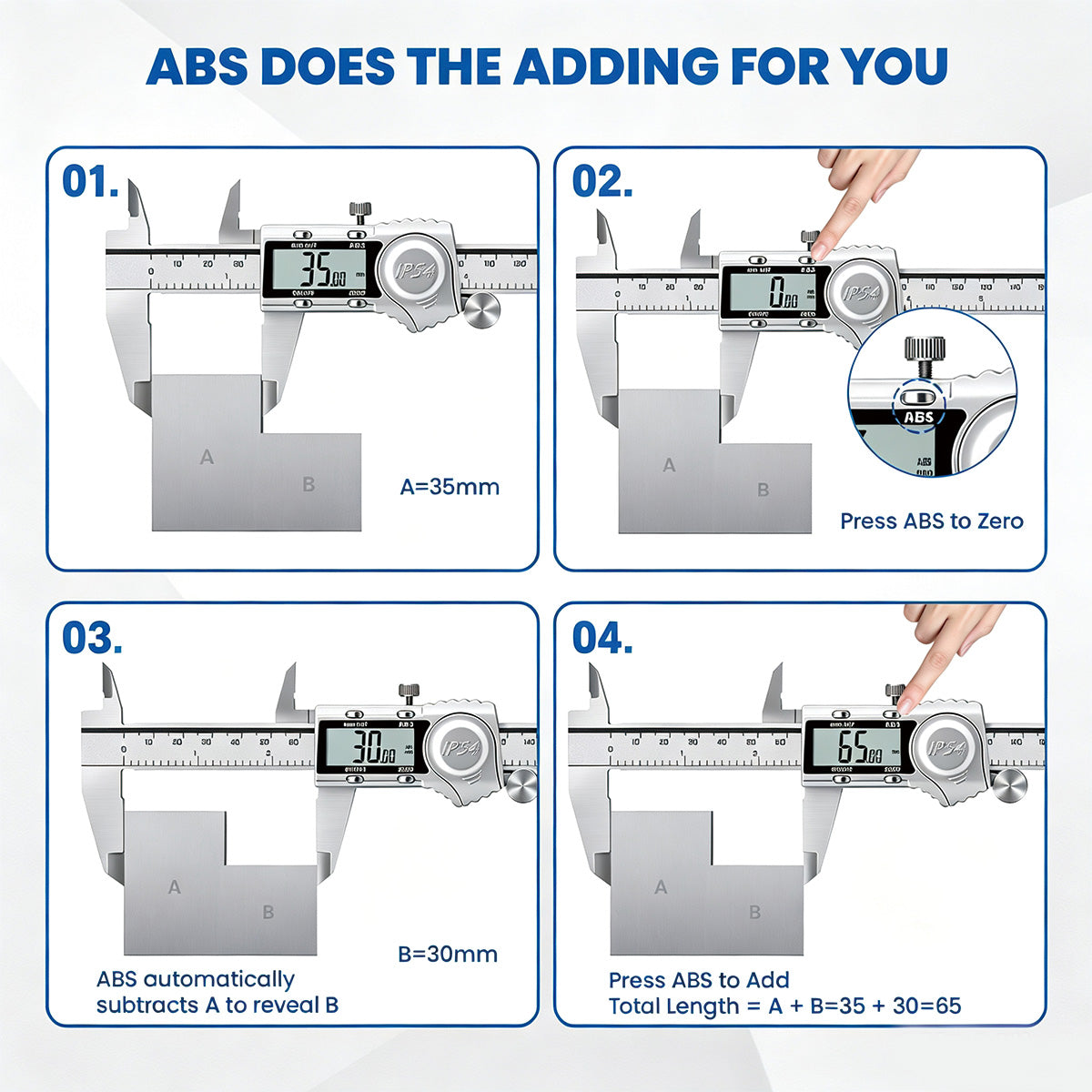 HARDELL 6" IP54 Digital Caliper – ABS Mode, All-Metal, Auto-Off