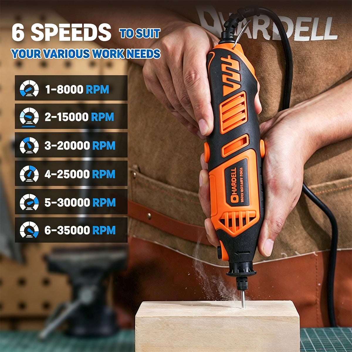 HARDELL Orange Pro 61pcs Corded Rotary Tool Kit