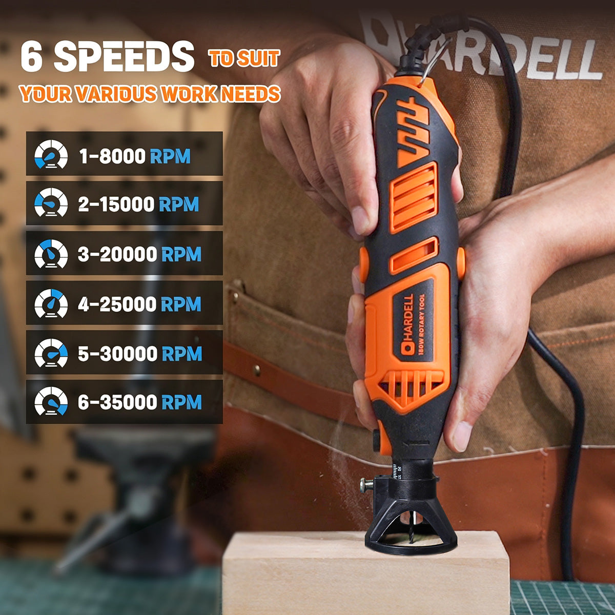 HARDELL Orange Pro 155pcs Rotary Tool Kit with Flex Shaft