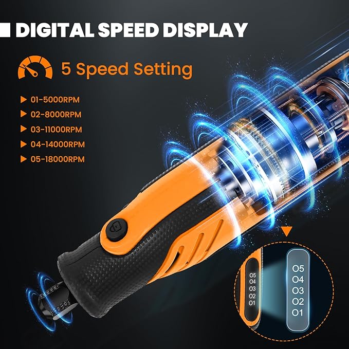 5 Speed Control Portable Mini Cordless Rotary Tool – Hardell