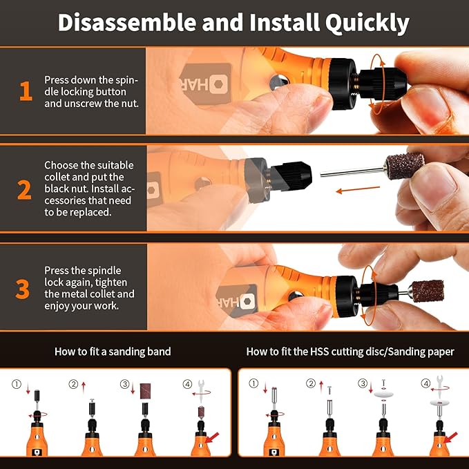 HARDELL HDRT0409 3.7V,5-Speed Mini Cordless Rotary Tool