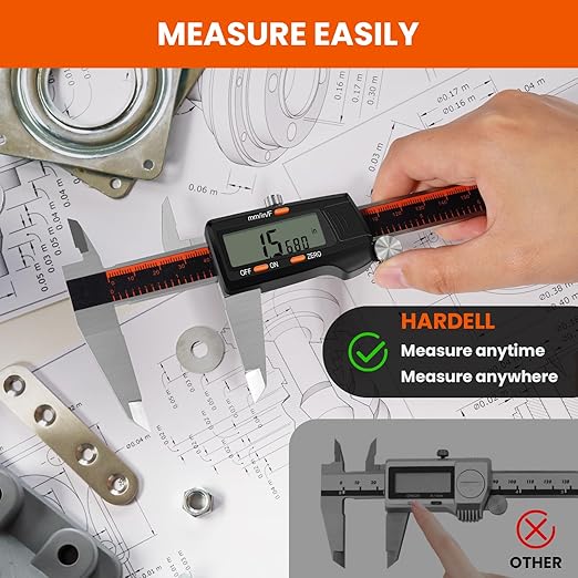 HARDELL HDDC0160 0-8 Inch Digital Caliper With Large LCD Screen