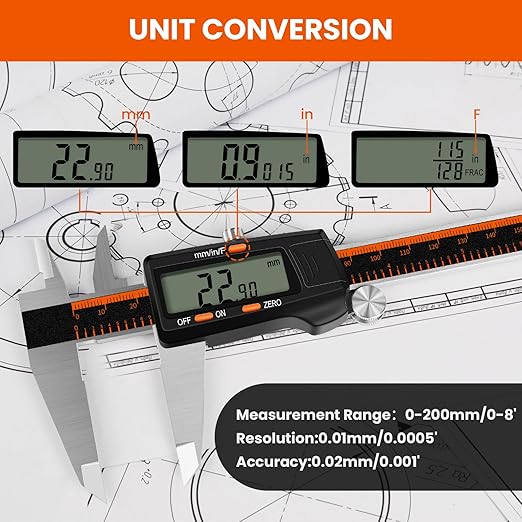 HARDELL HDDC0160 0-8 Inch Digital Caliper With Large LCD Screen