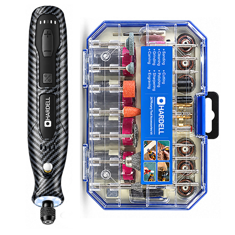 HARDELL 4V Carbon Fiber Rotary Tool Set with Caliper, Engraver & 287pc Kit