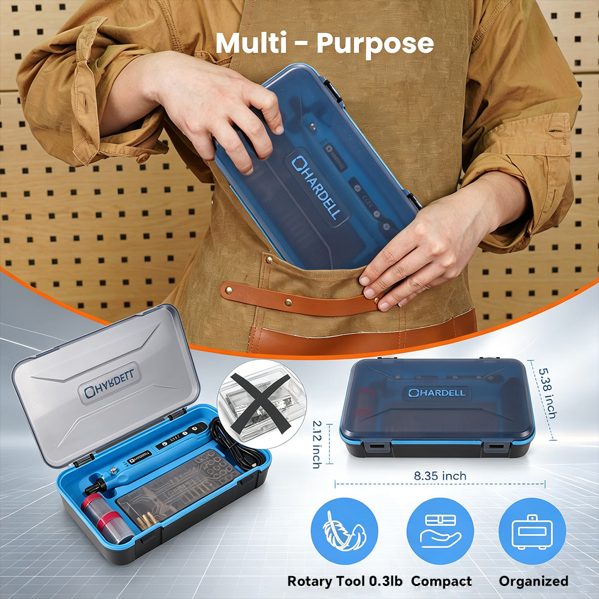 HARDELL Advanced Blue 129pcs Rotary Tool Set