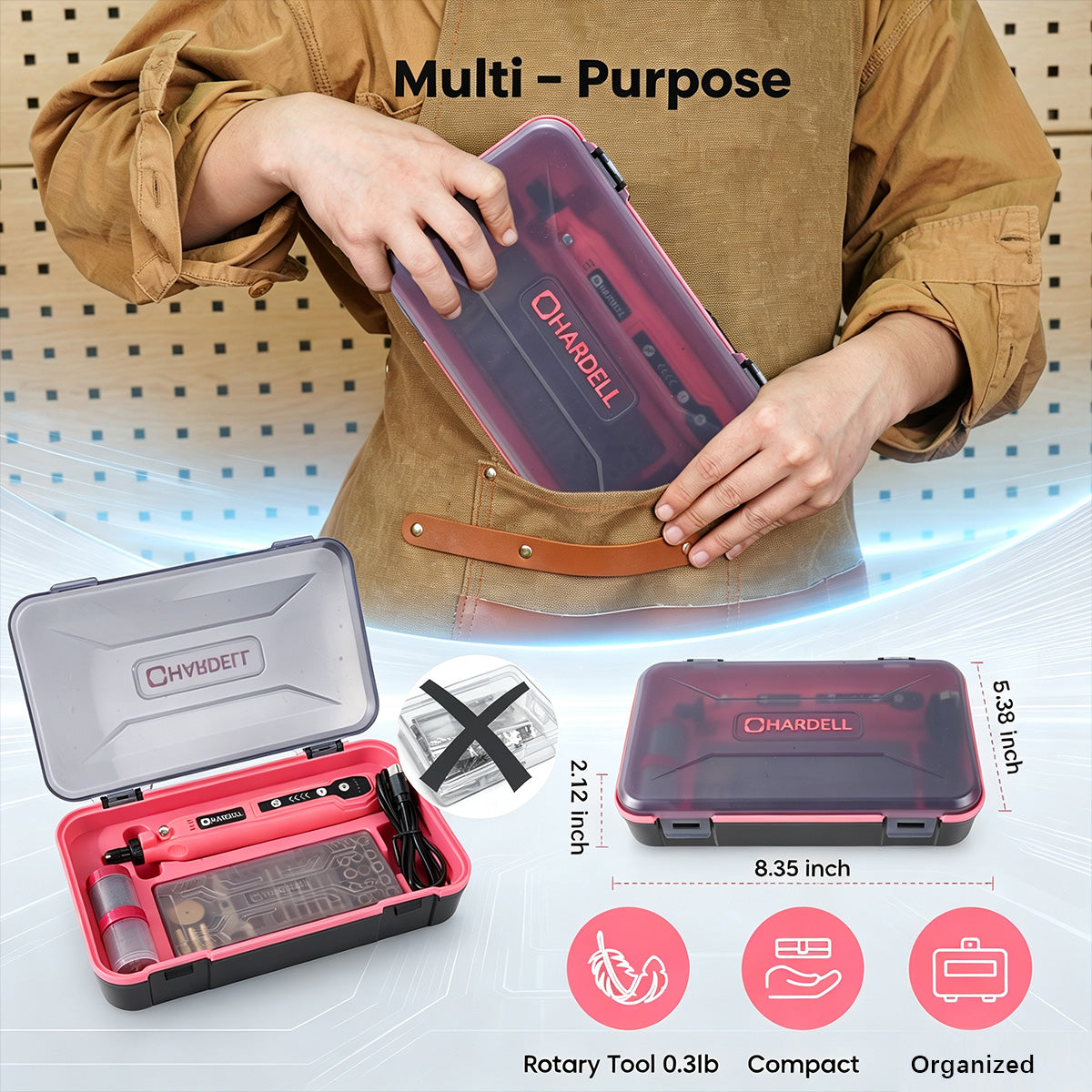 HARDELL Pink Advanced 111pcs Rotary Tool Kit