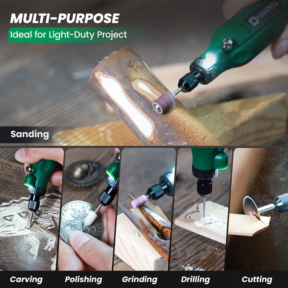 HARDELL Green Essential 69pcs Cordless Rotary Kit