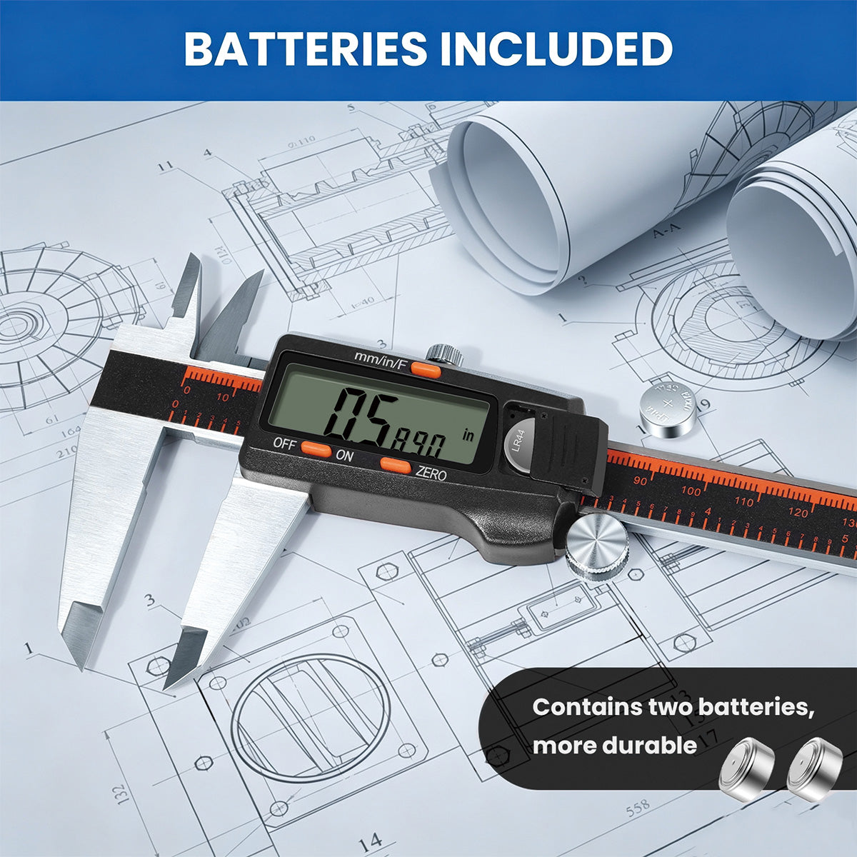 HARDELL 8" Stainless Digital Caliper – Inch/mm/Fractions