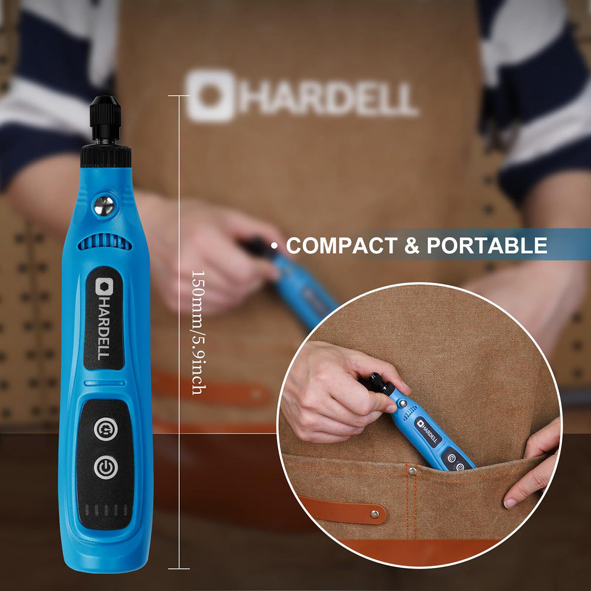 HARDELL Blue Starter 42pcs Cordless Rotary Kit